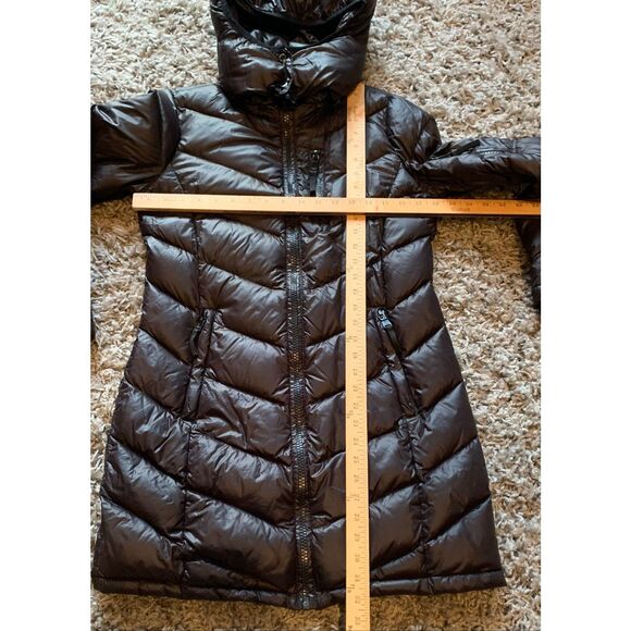 Andrew Marc Loden packable puffer DOWN Shiny Black Long Coat Jacket sz XS - Picture 6 of 10